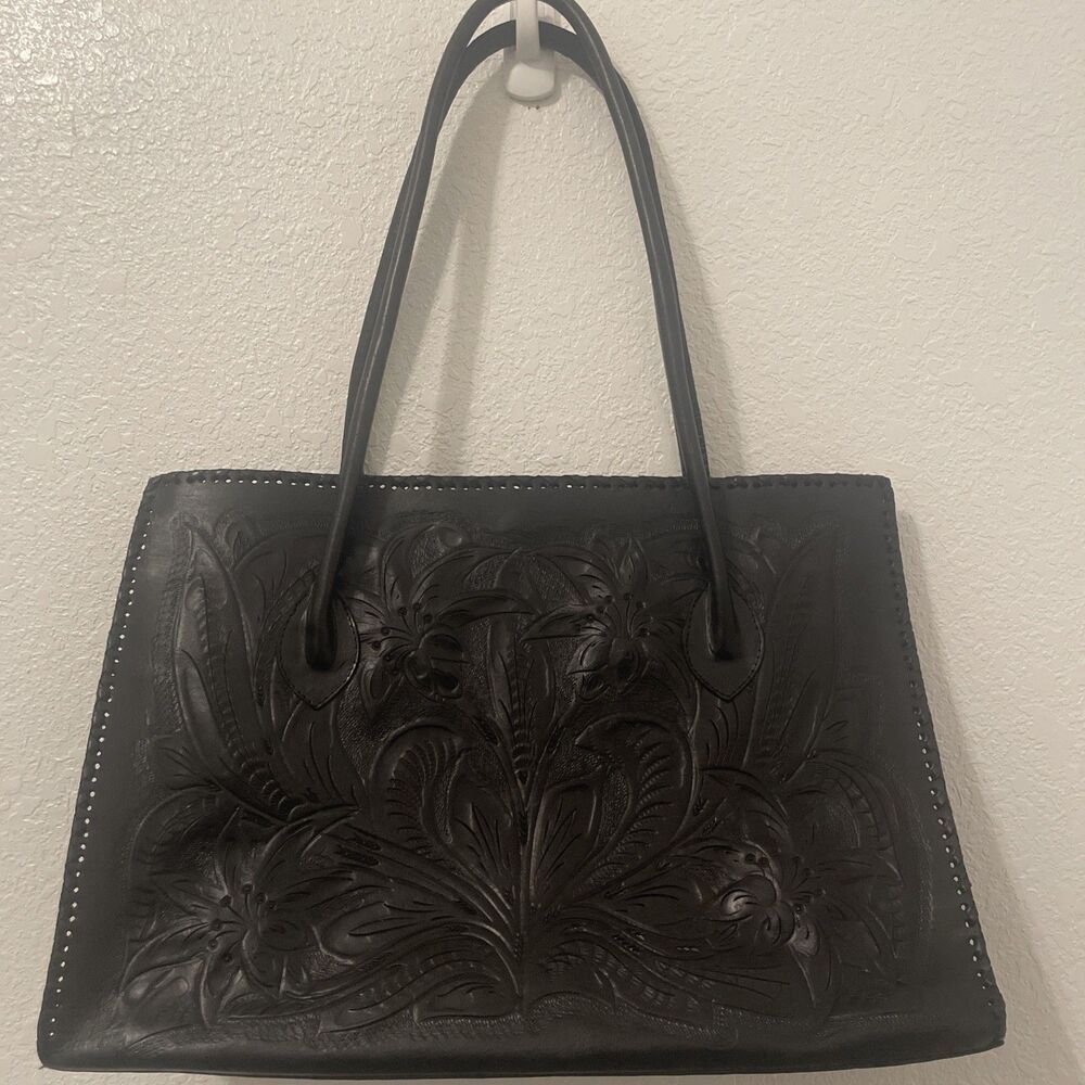 Alexis David Tooled Leather Handbag Purse Tote Shopper Classic